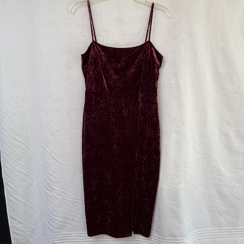 Lulus Red Velvet Spaghetti Strap Midi Dress Womens Large Body on Party Cocktaill